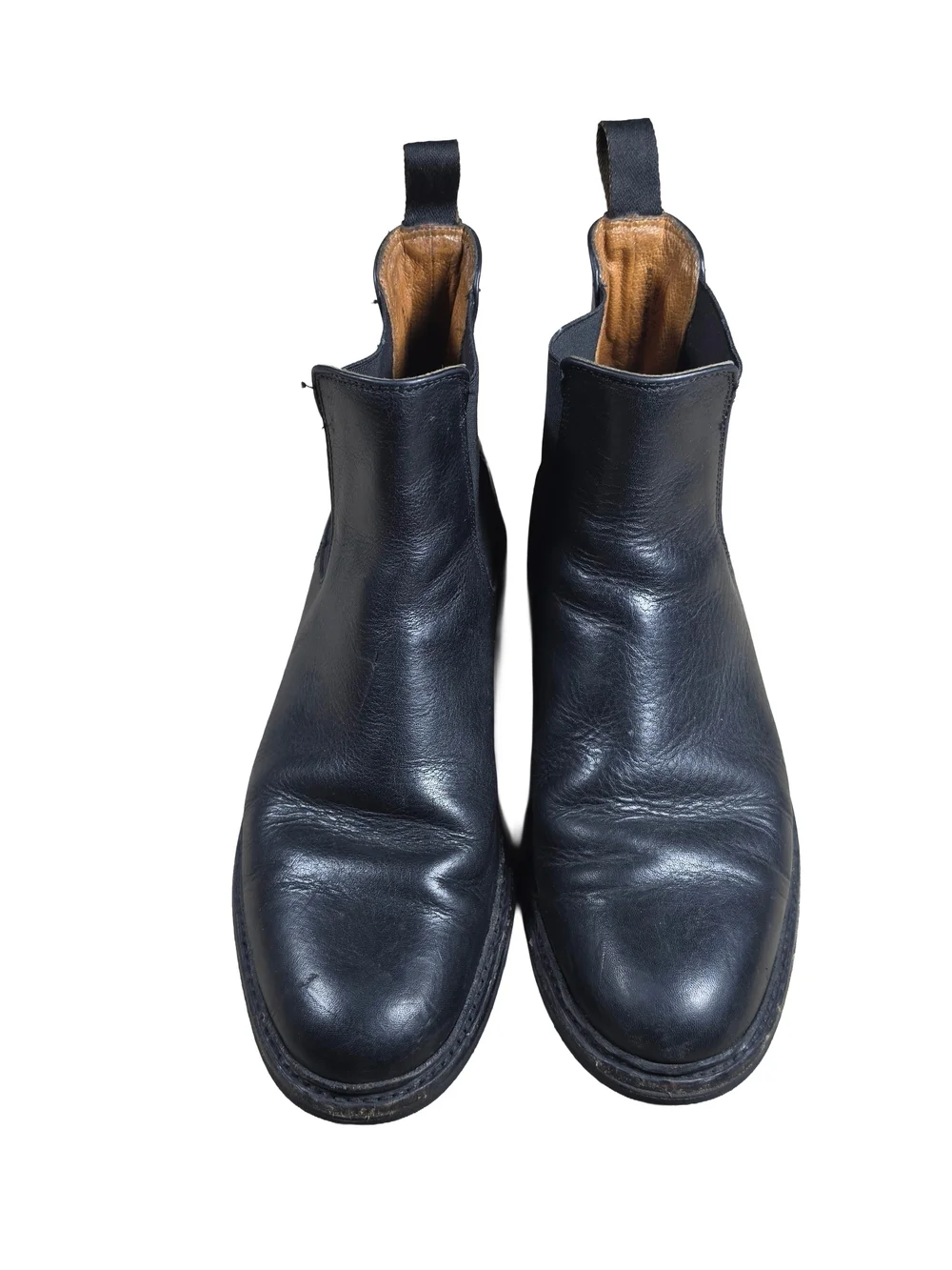 Frye Chelsea Boots Black Textured Leather Elastic Goring Mid Calf Men Size 8D